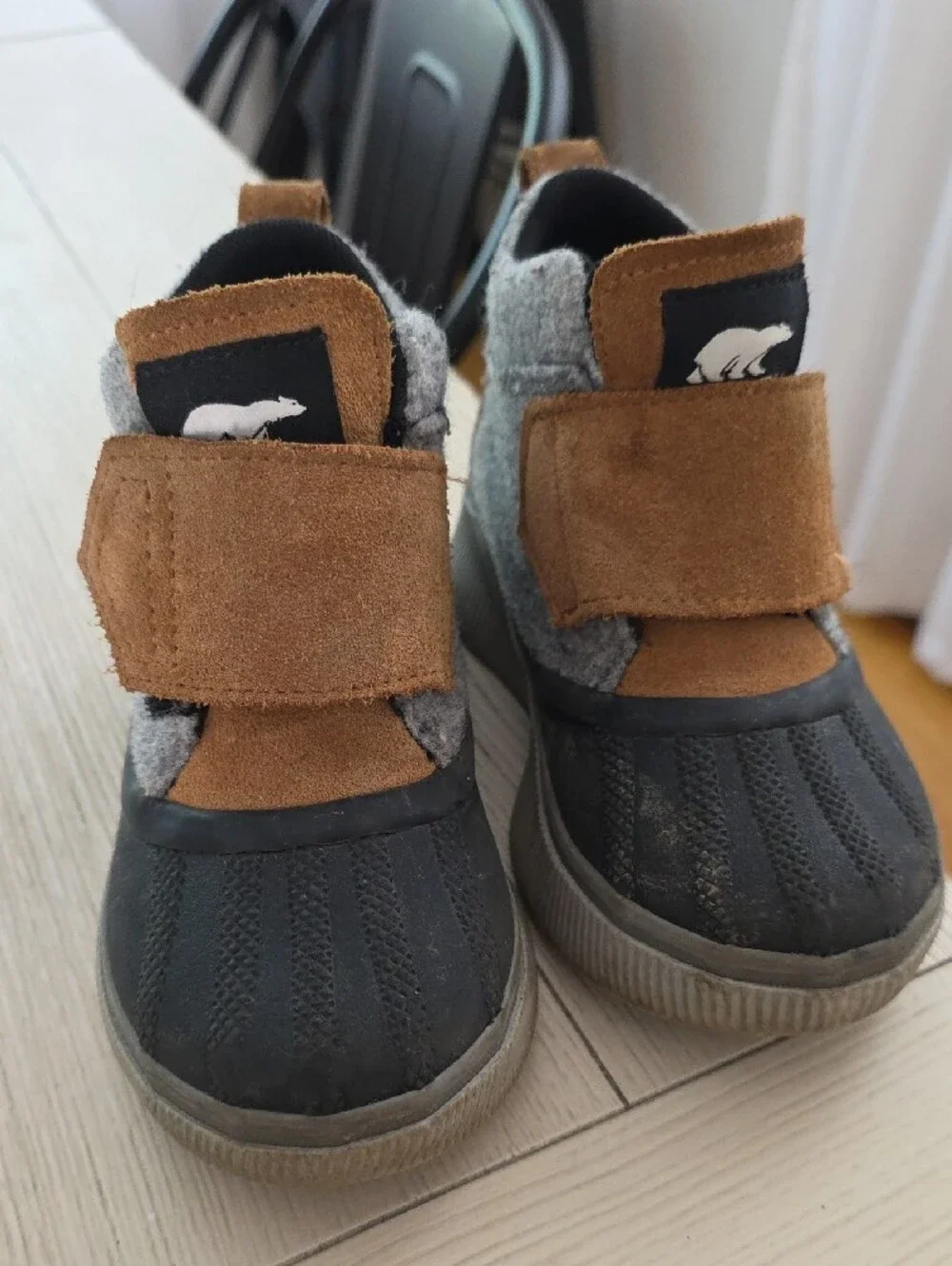 Sorel Kids Black Gray and Brown Pull-On Winter Boots